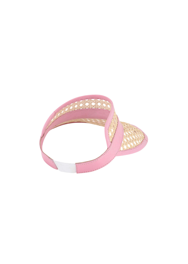 Fifi rattan & leather visor (V-FI500L) Pink