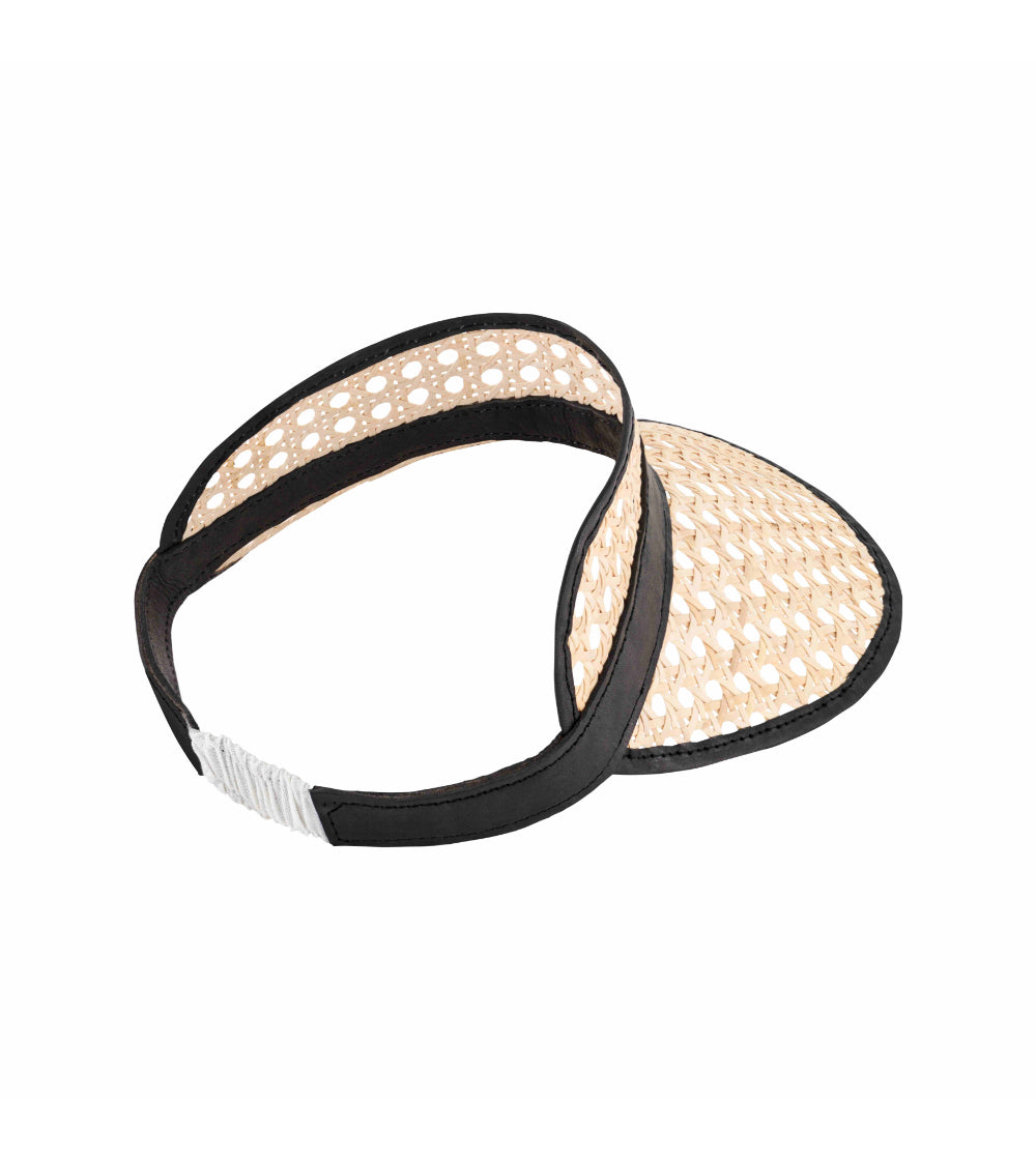 Fifi rattan & leather visor Black