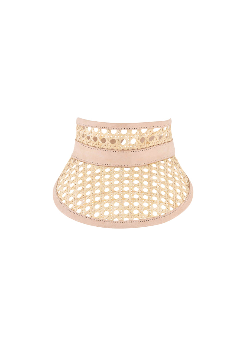 Fifi rattan & leather visor (V-FI400L) Natural