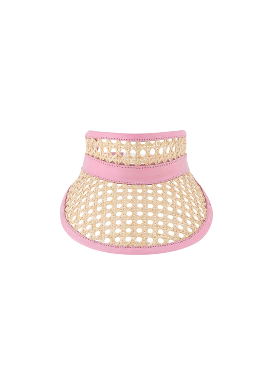 Fifi rattan & leather visor (V-FI500L) Pink