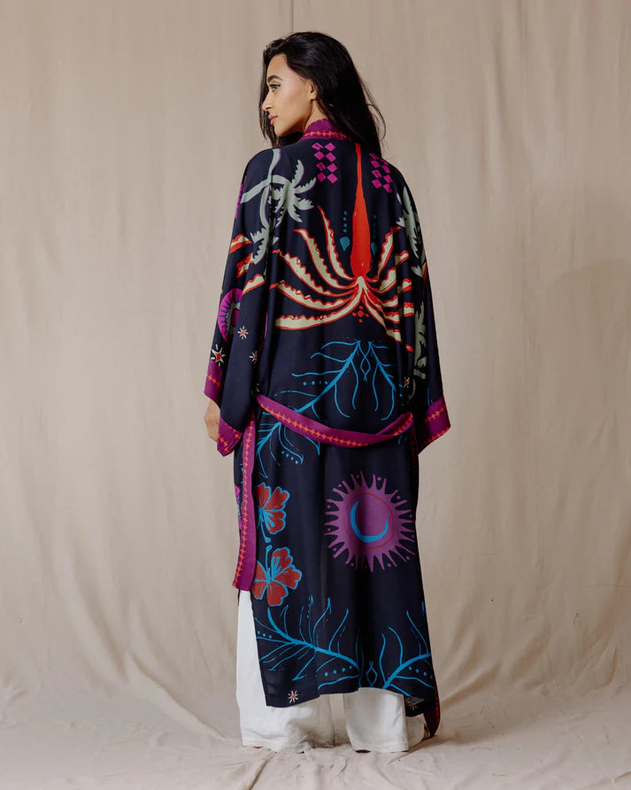 Island Dreams Kimono Navy