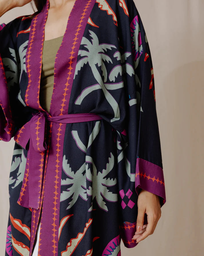 Island Dreams Kimono Navy