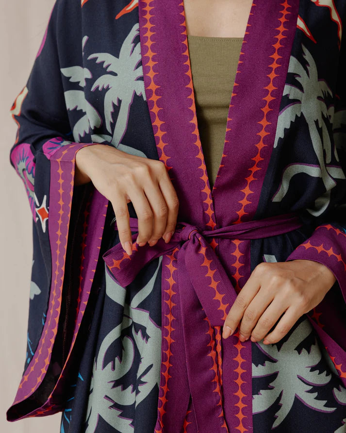 Island Dreams Kimono Navy