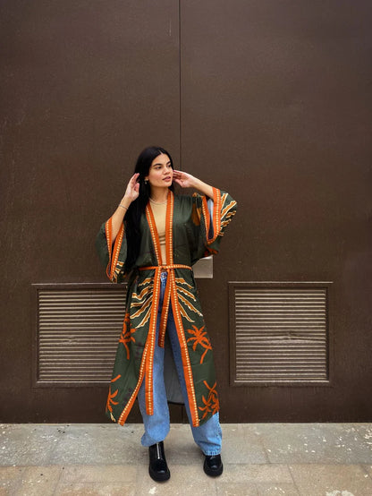 Island Dreams Kimono Olive