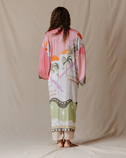 The Valley Satin Kimono Pink