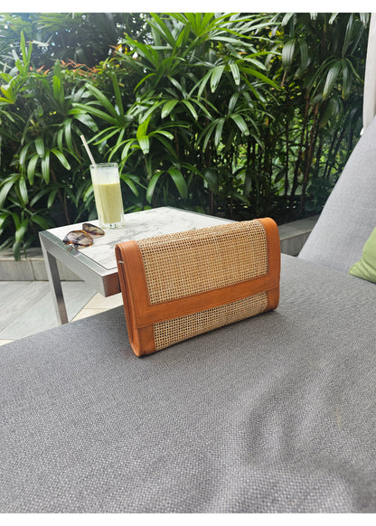 Blake Rattan & Leather Clutch