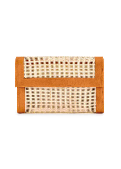 Blake Rattan & Leather Clutch