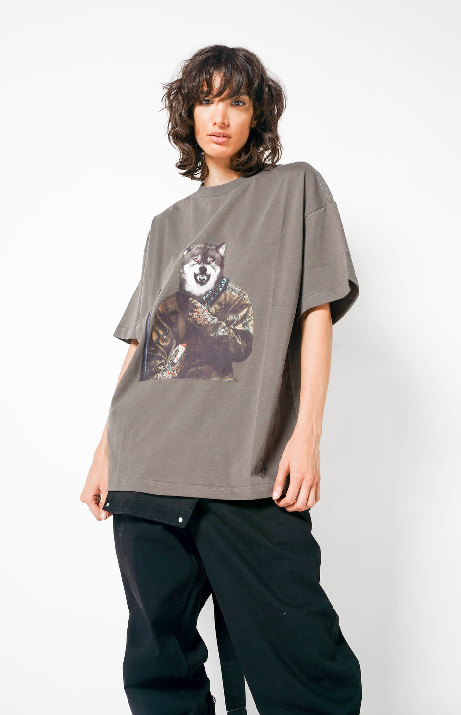 Gray T-Shirt  A Wolf Picture