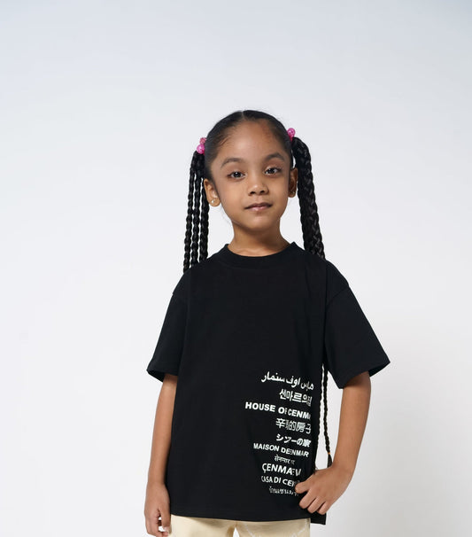 Kids Black T-Shirt  House Of Cenmar Multi-Languages