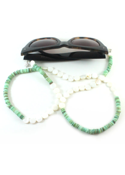 Green Shell with Mother of Pearl Eyeglass Chain