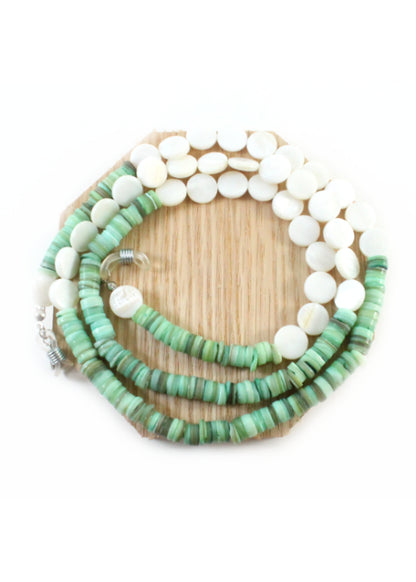 Green Shell with Mother of Pearl Eyeglass Chain