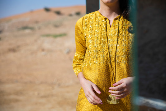 K84 Linen Kaftan with embrodiery