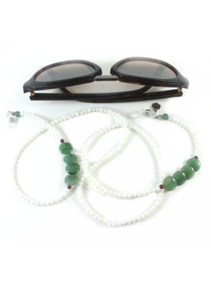 سلسلة نظارات  الصدف الأبيض مع حجر الجيد 